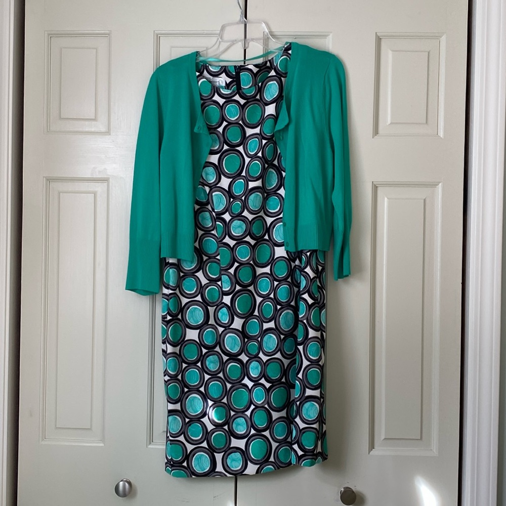 Dressbarn Aqua Pattern Dress with Coverup